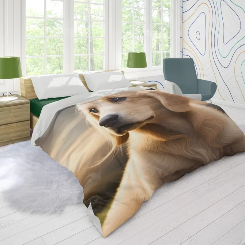 Golden Retriever Under Cloudy Sky Duvet Cover