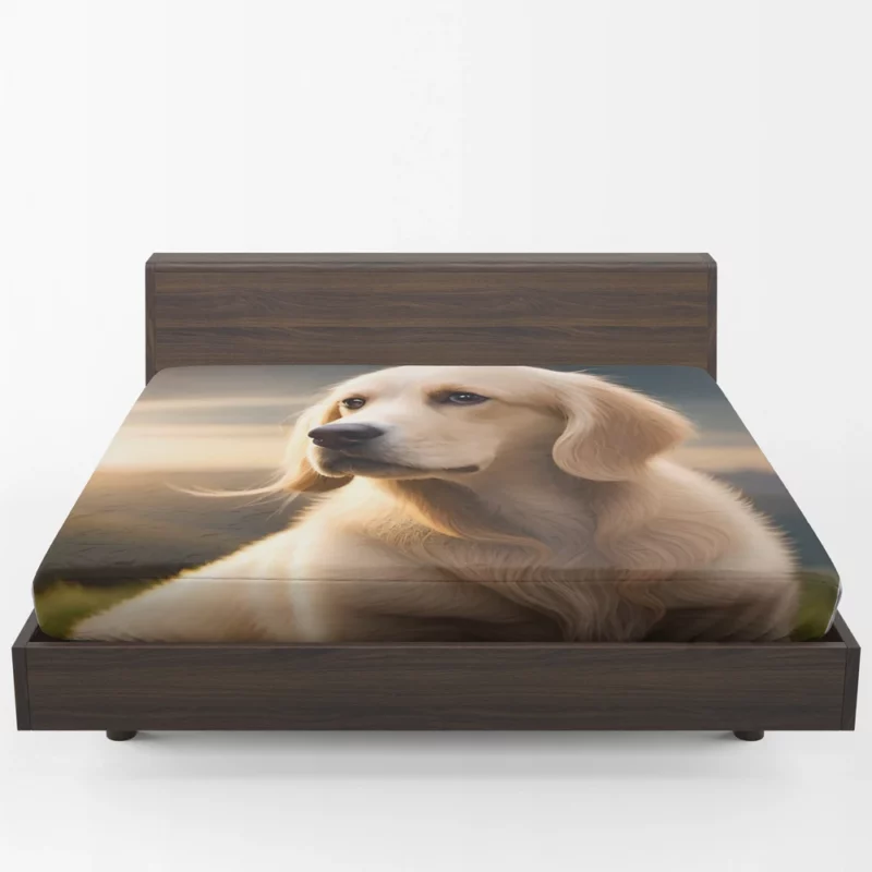 Golden Retriever Under Cloudy Sky Fitted Sheet 1