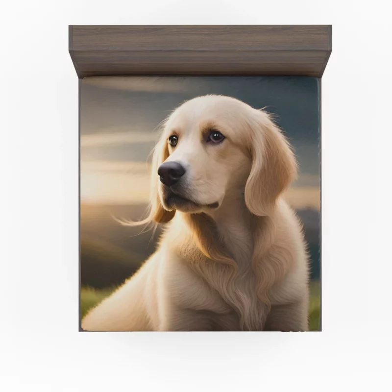 Golden Retriever Under Cloudy Sky Fitted Sheet