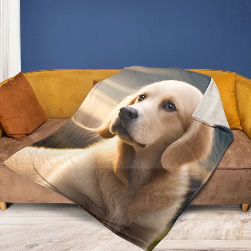 Golden Retriever Under Cloudy Sky Fleece Blanket 1