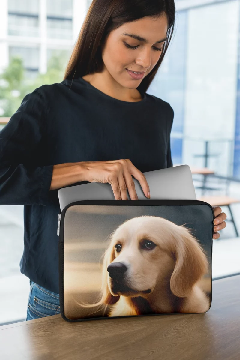 Golden Retriever Under Cloudy Sky Laptop Sleeve 1