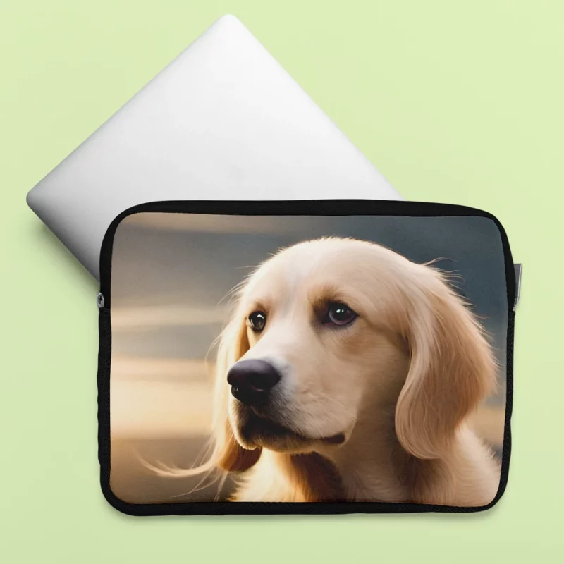 Golden Retriever Under Cloudy Sky Laptop Sleeve