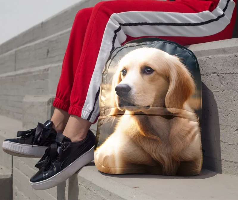 Golden Retriever Under Cloudy Sky Minimalist Backpack 1