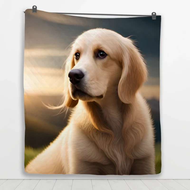 Golden Retriever Under Cloudy Sky Quilt Blanket 1