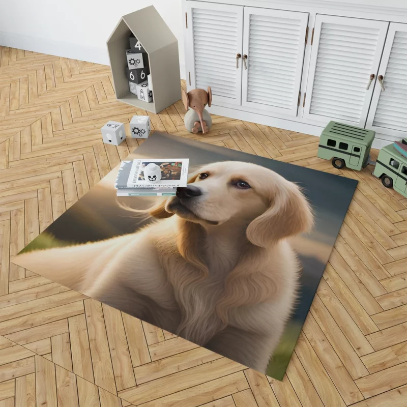 Golden Retriever Under Cloudy Sky Rug 1