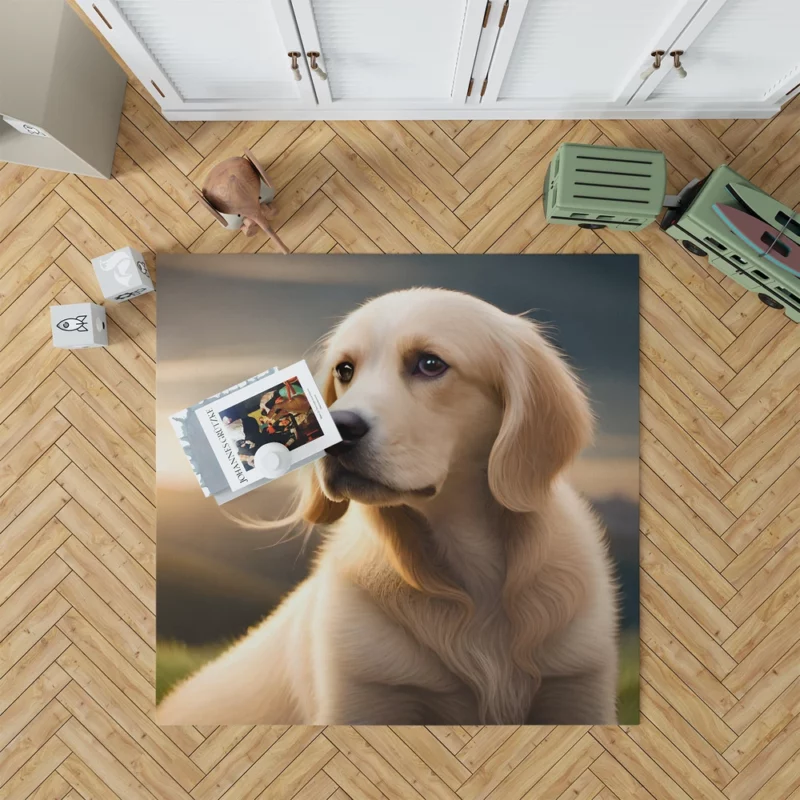 Golden Retriever Under Cloudy Sky Rug