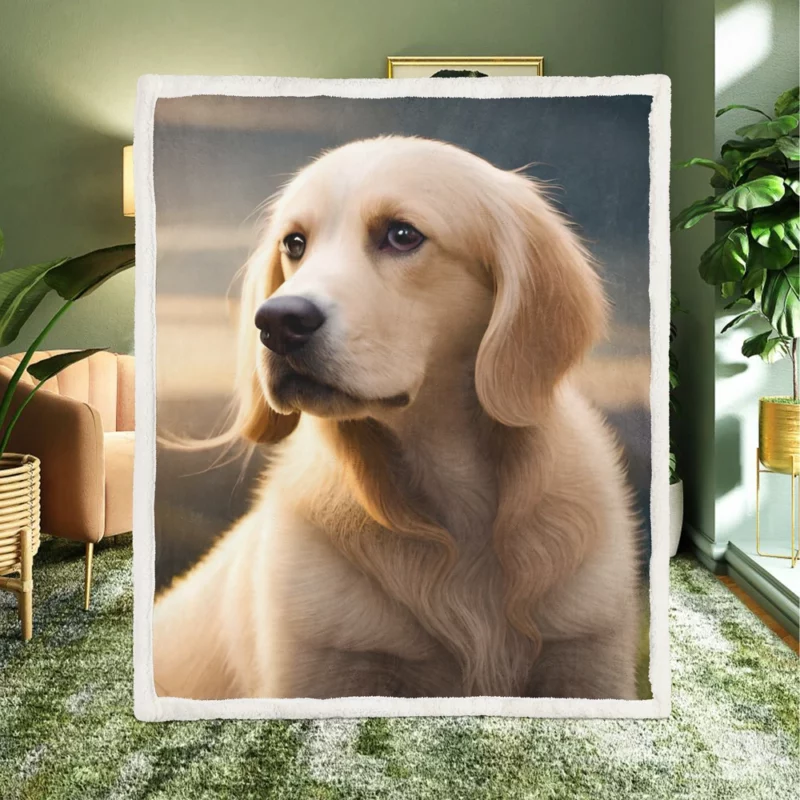 Golden Retriever Under Cloudy Sky Sherpa Fleece Blanket