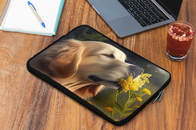 Golden Retriever in Flower Field Laptop Sleeve 2