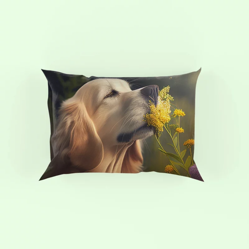 Golden Retriever in Flower Field Pillow Case