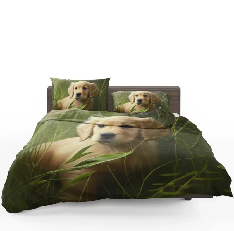 Golden Retriever in Leafy Field Bedding Set 1