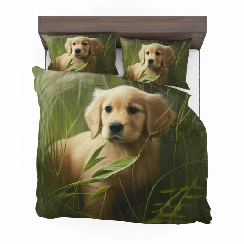 Golden Retriever in Leafy Field Bedding Set 2