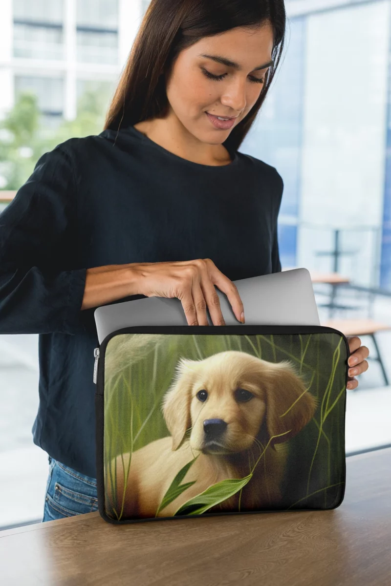 Golden Retriever in Leafy Field Laptop Sleeve 1