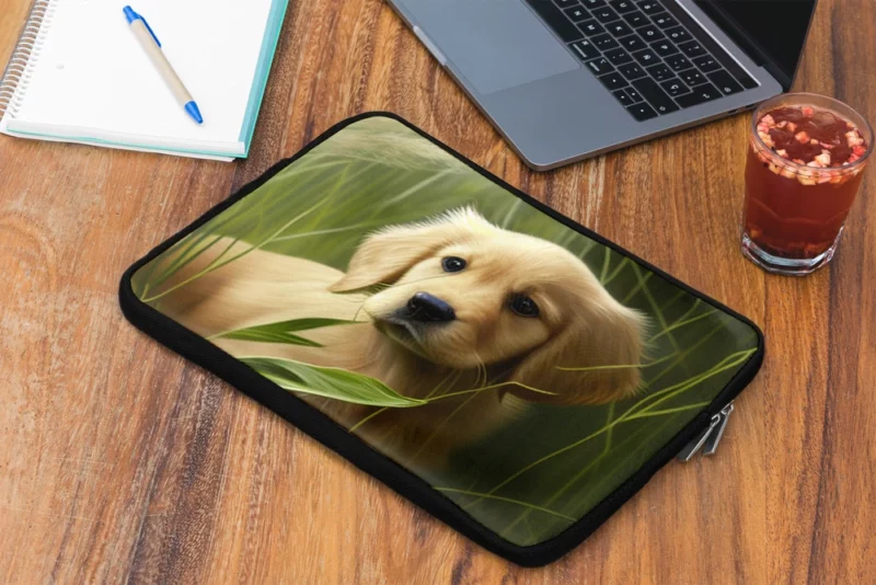 Golden Retriever in Leafy Field Laptop Sleeve 2