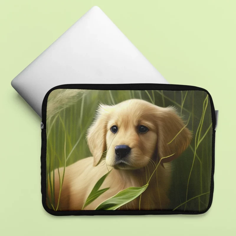 Golden Retriever in Leafy Field Laptop Sleeve