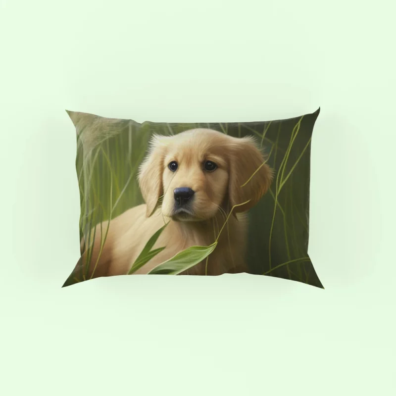 Golden Retriever in Leafy Field Pillow Case