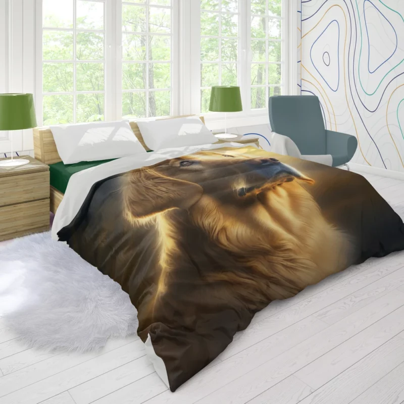 Golden Retriever in Sunlight Duvet Cover