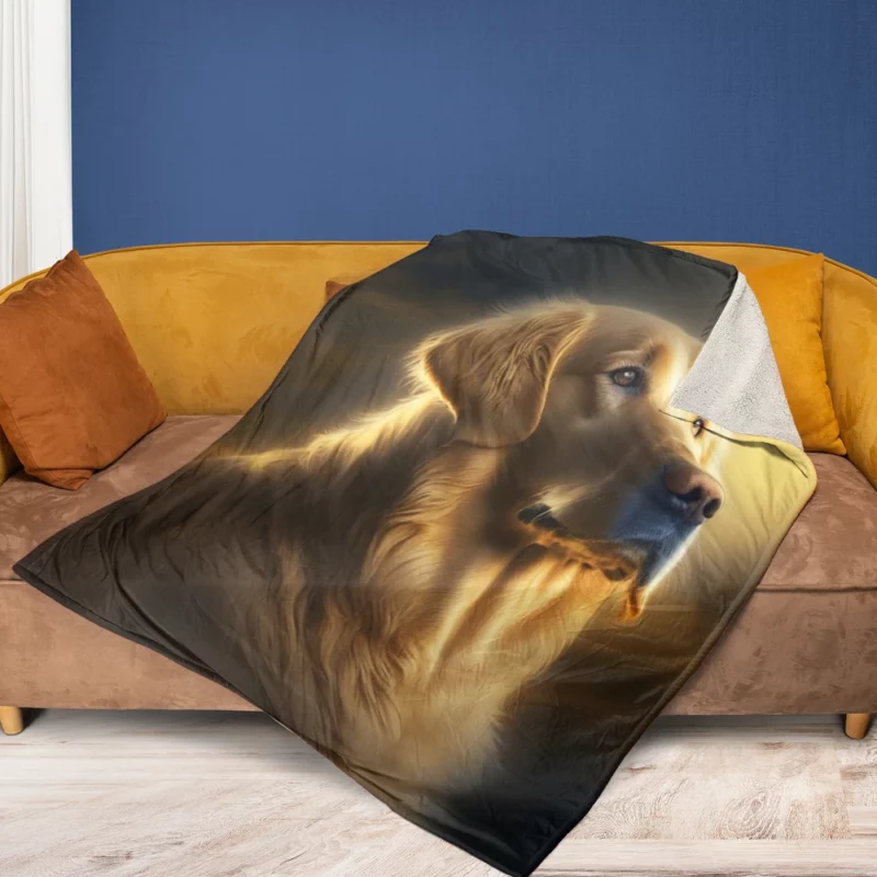 Golden Retriever in Sunlight Fleece Blanket 1