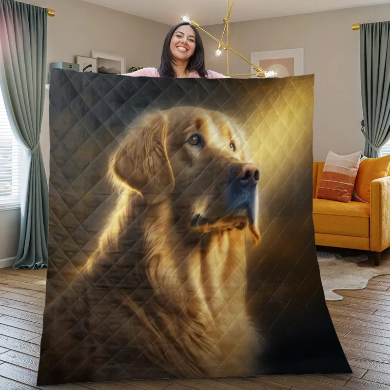 Golden Retriever in Sunlight Quilt Blanket