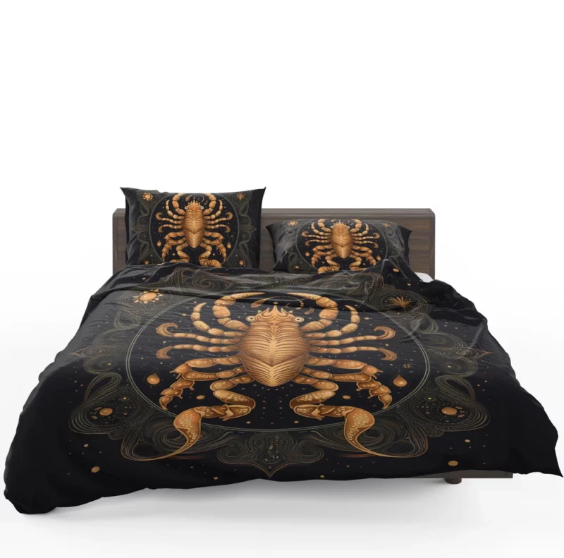 Golden Scorpion Zodiac Sign Bedding Set 1