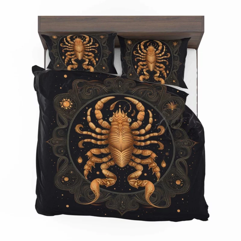 Golden Scorpion Zodiac Sign Bedding Set 2