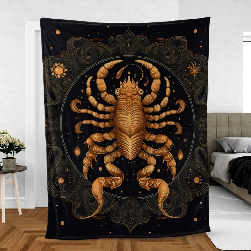 Golden Scorpion Zodiac Sign Fleece Blanket