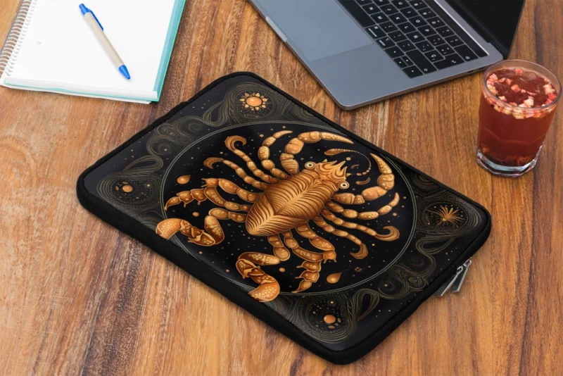 Golden Scorpion Zodiac Sign Laptop Sleeve 2