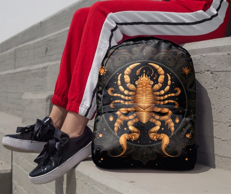 Golden Scorpion Zodiac Sign Minimalist Backpack 1