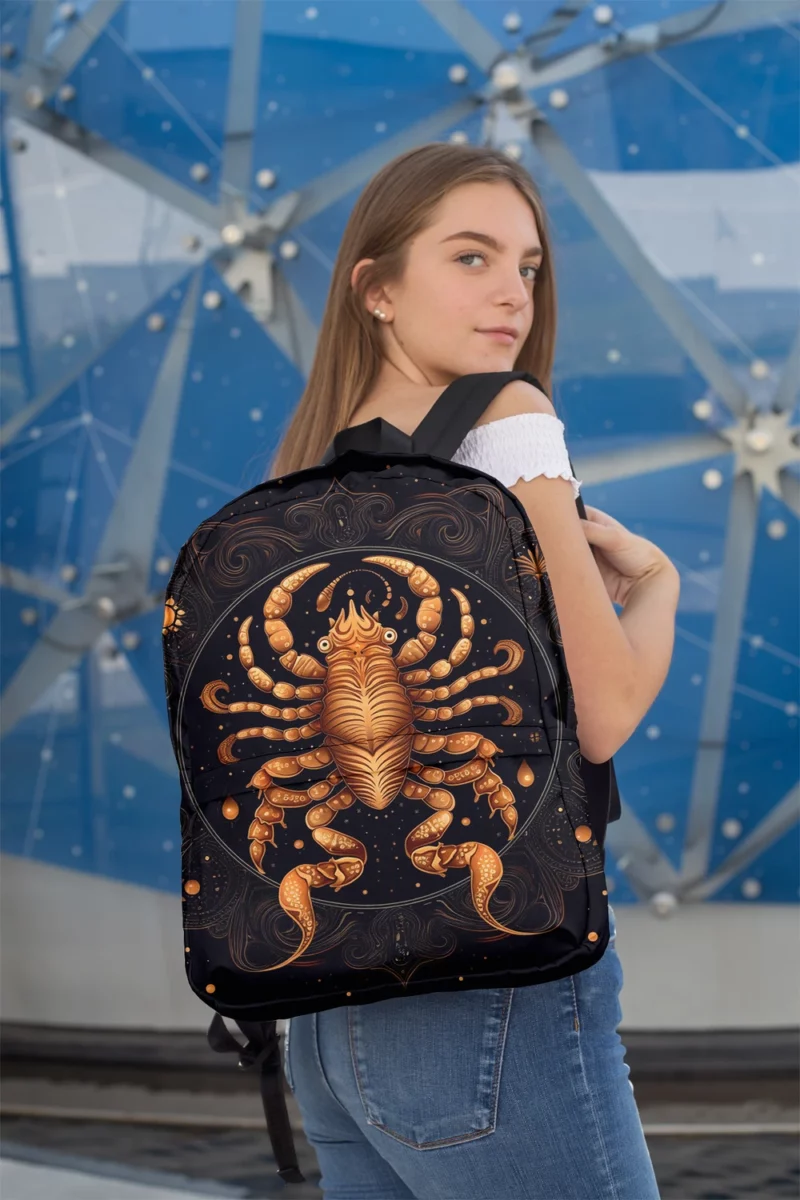 Golden Scorpion Zodiac Sign Minimalist Backpack 2