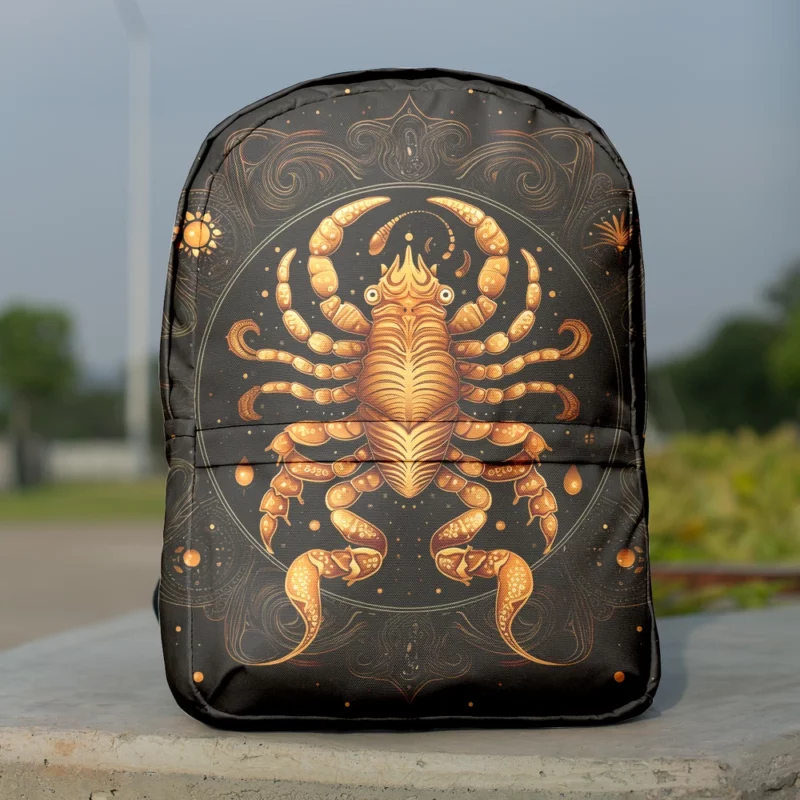 Golden Scorpion Zodiac Sign Minimalist Backpack