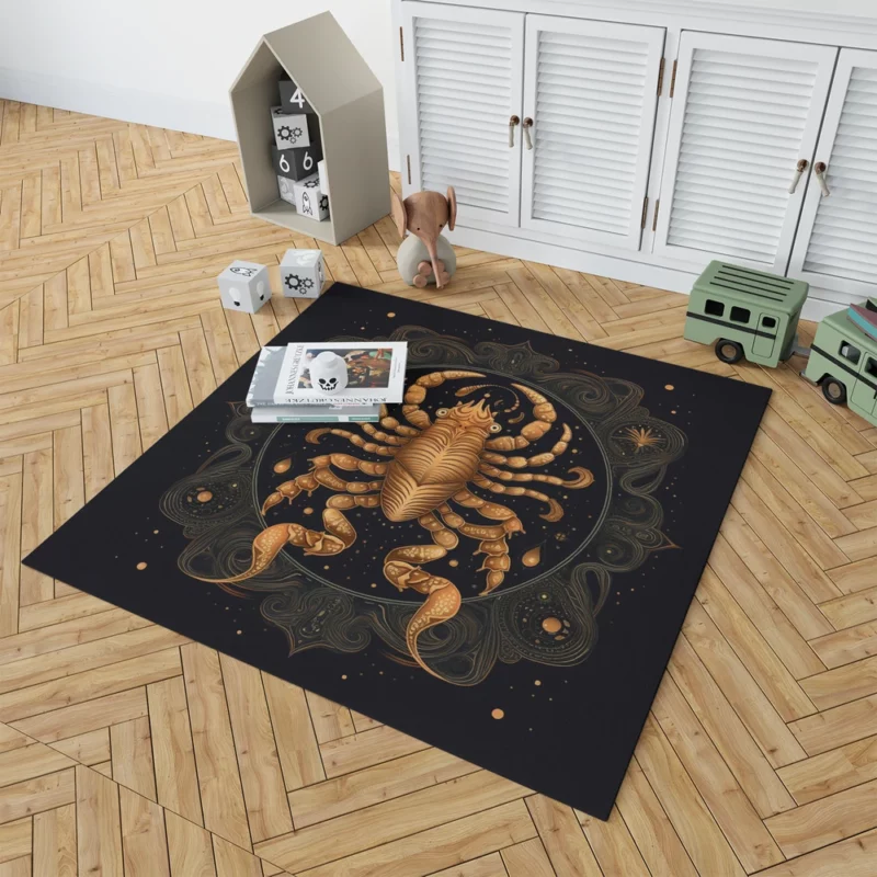 Golden Scorpion Zodiac Sign Rug 1