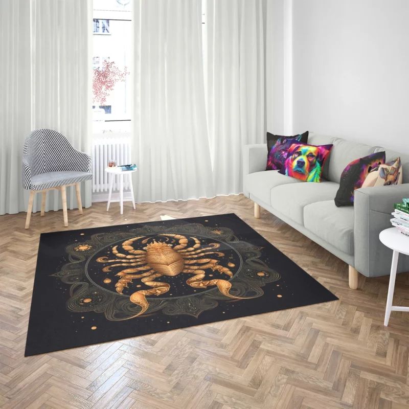 Golden Scorpion Zodiac Sign Rug 2