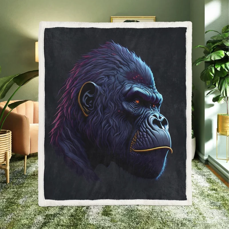 Gorilla Head Portrait Sherpa Fleece Blanket