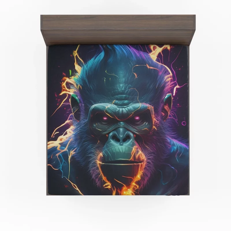 Gorilla With Fiery Expression Fitted Sheet