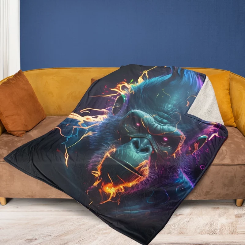 Gorilla With Fiery Expression Fleece Blanket 1