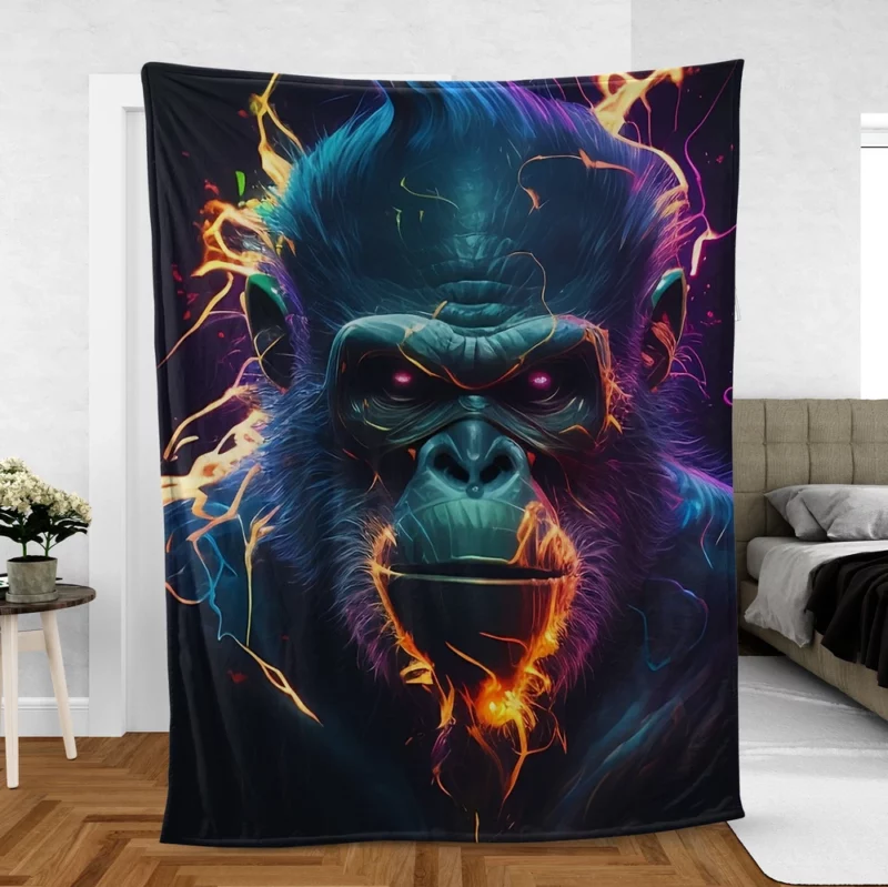 Gorilla With Fiery Expression Fleece Blanket