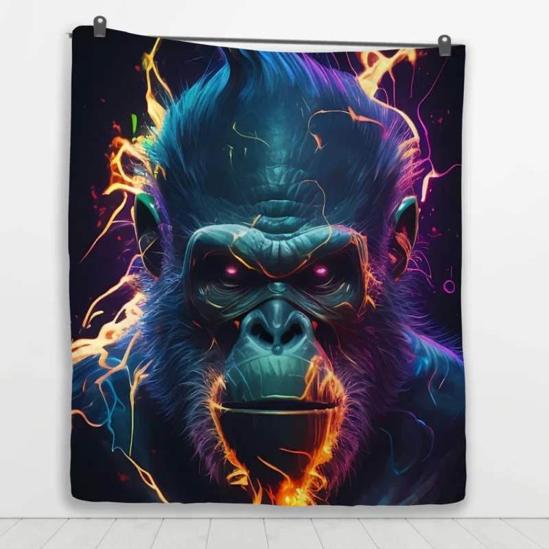 Gorilla With Fiery Expression Quilt Blanket 1