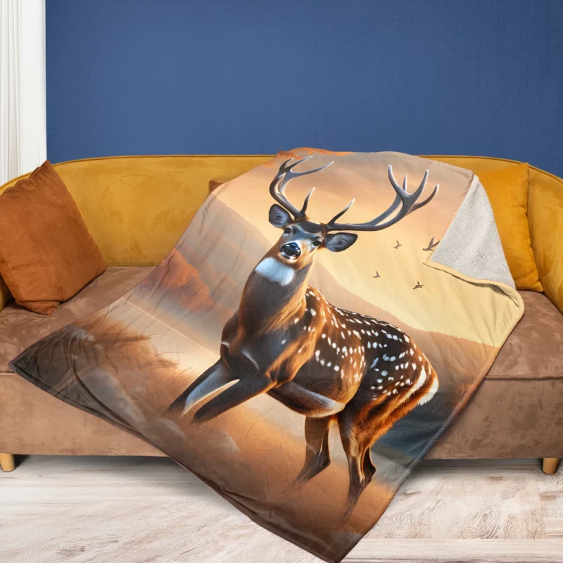 Graceful Forest Dweller A Deer at Home Fleece Blanket 1