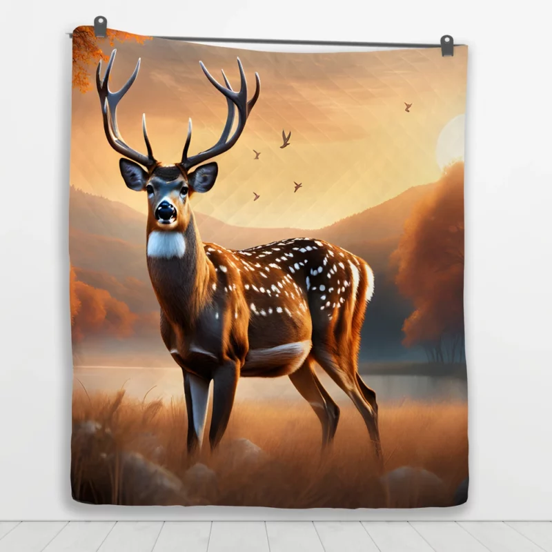 Graceful Forest Dweller A Deer at Home Quilt Blanket 1