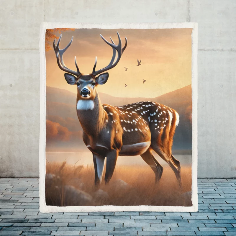 Graceful Forest Dweller A Deer at Home Sherpa Fleece Blanket