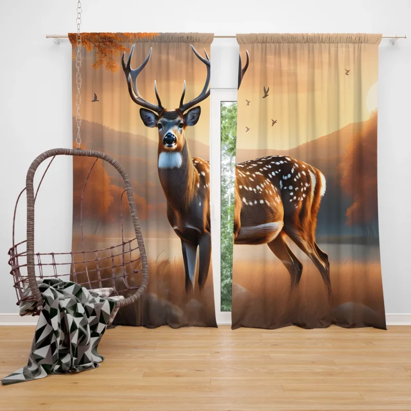 Graceful Forest Dweller A Deer at Home Window Curtain