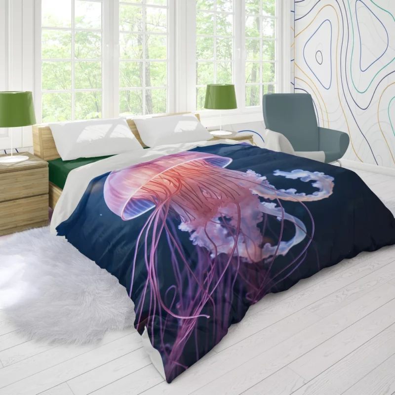 Graceful Ocean Wanderer Jellyfish Duvet Cover