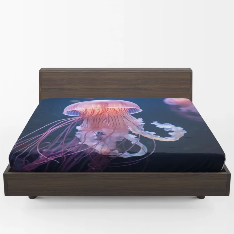 Graceful Ocean Wanderer Jellyfish Fitted Sheet 1