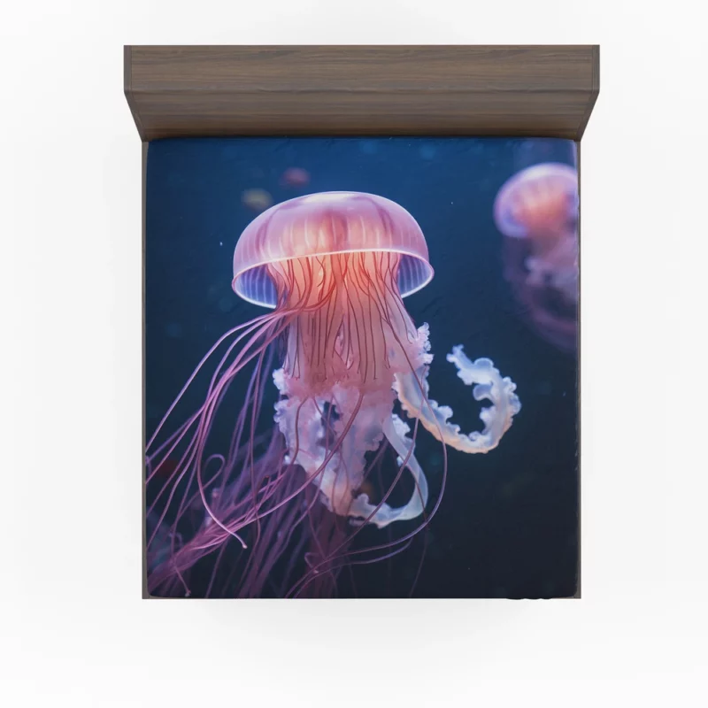 Graceful Ocean Wanderer Jellyfish Fitted Sheet