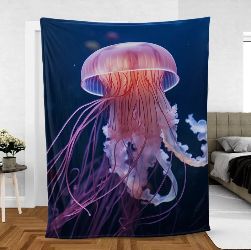 Graceful Ocean Wanderer Jellyfish Fleece Blanket