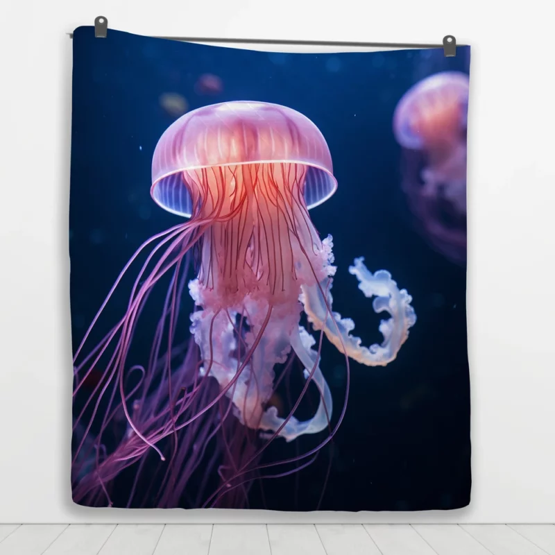 Graceful Ocean Wanderer Jellyfish Quilt Blanket 1