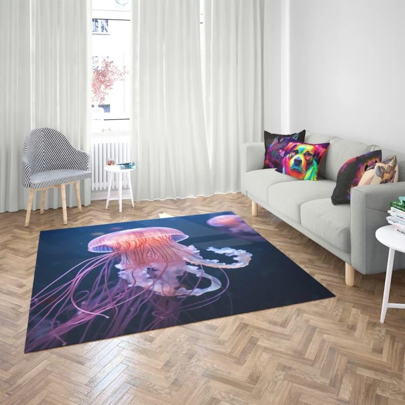 Graceful Ocean Wanderer Jellyfish Rug 2