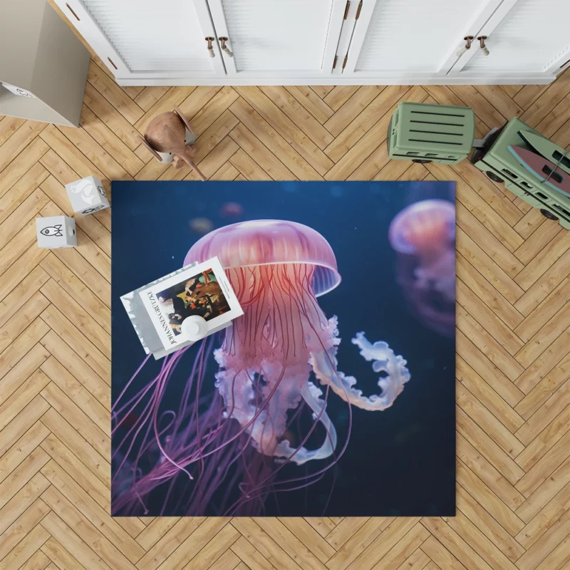 Graceful Ocean Wanderer Jellyfish Rug