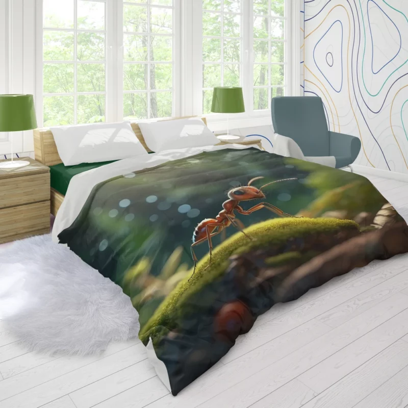 Green Bug on Grass Blade Duvet Cover