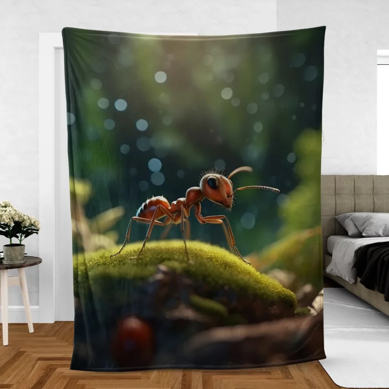 Green Bug on Grass Blade Fleece Blanket