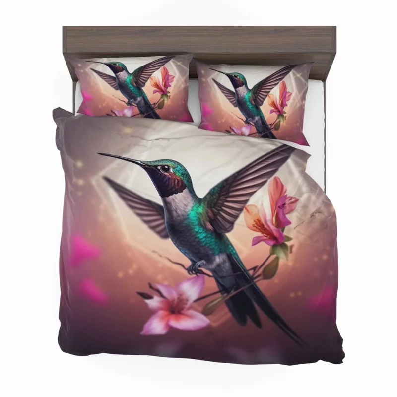 Green Hummingbird With Flower Bedding Set 2